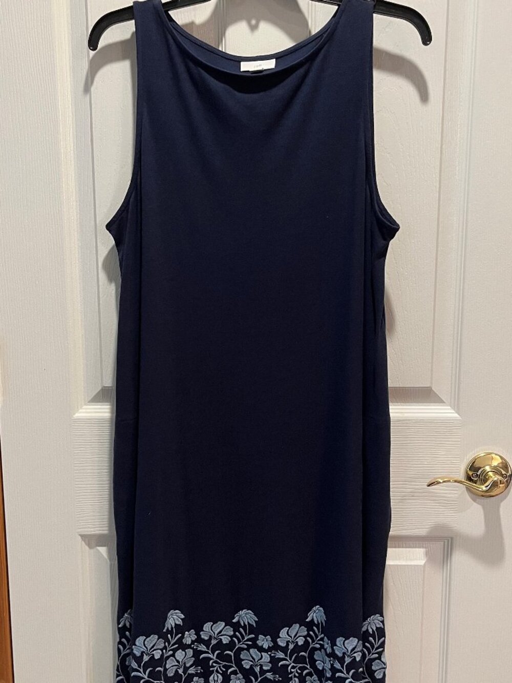 J. Jill Navy A Line Sundress with Embroidered Edge